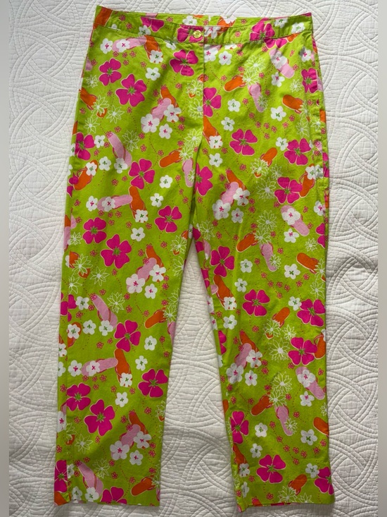 Oilily Other - Oilily Girls Bright Lime Green Floral Pants XL